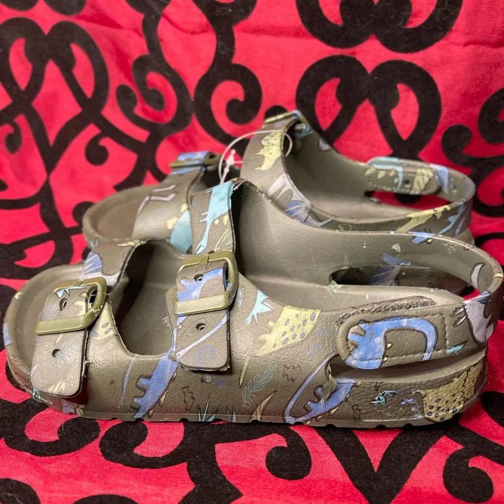 Boys Dinosaur Army Green Sandals
